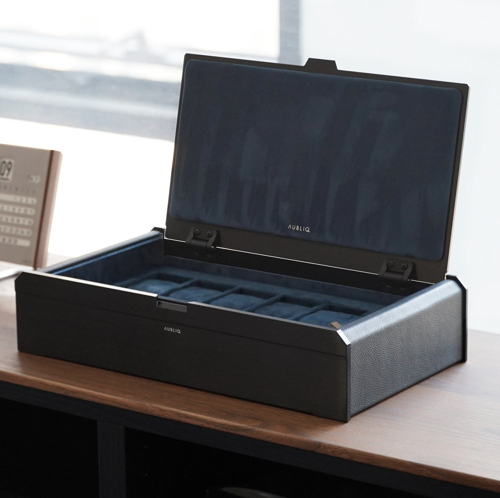 AUBLIQ Watch Box All Black 10 Slot + Strap Slot