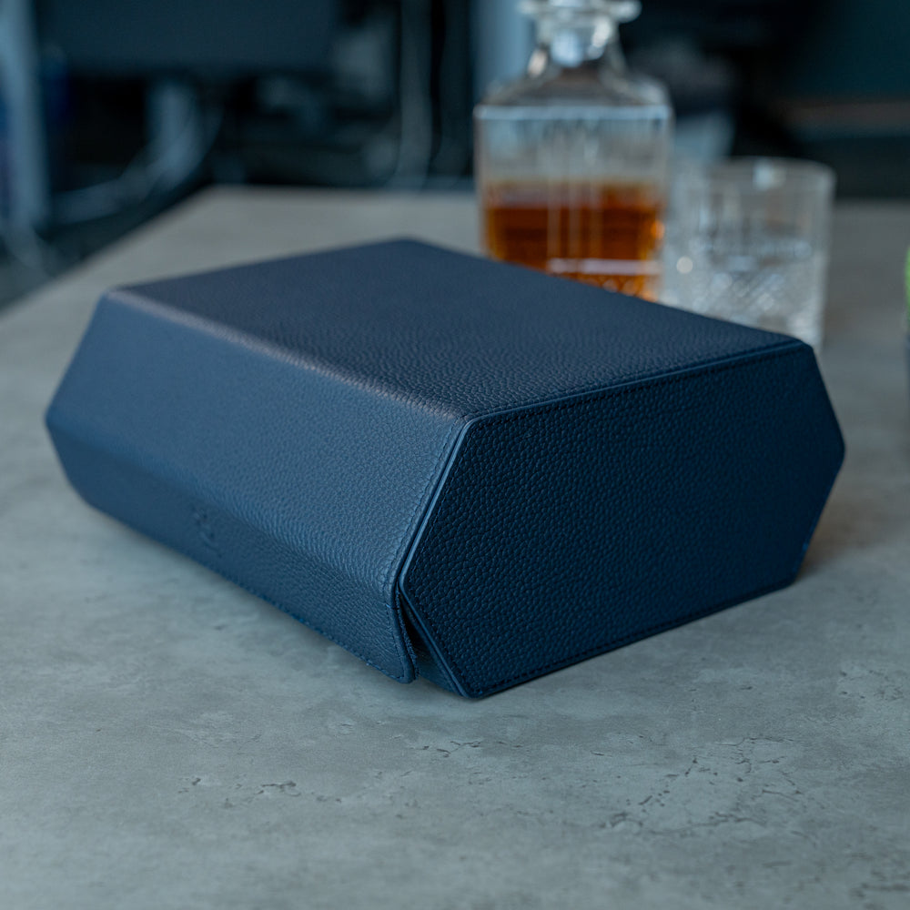 Hexagon Navy Blue 6 Slot Watch Box