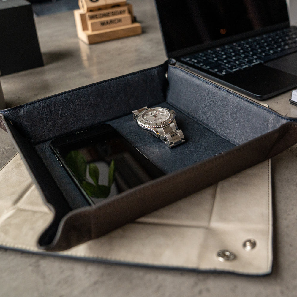 Watch Tray - Dark Brown Navy