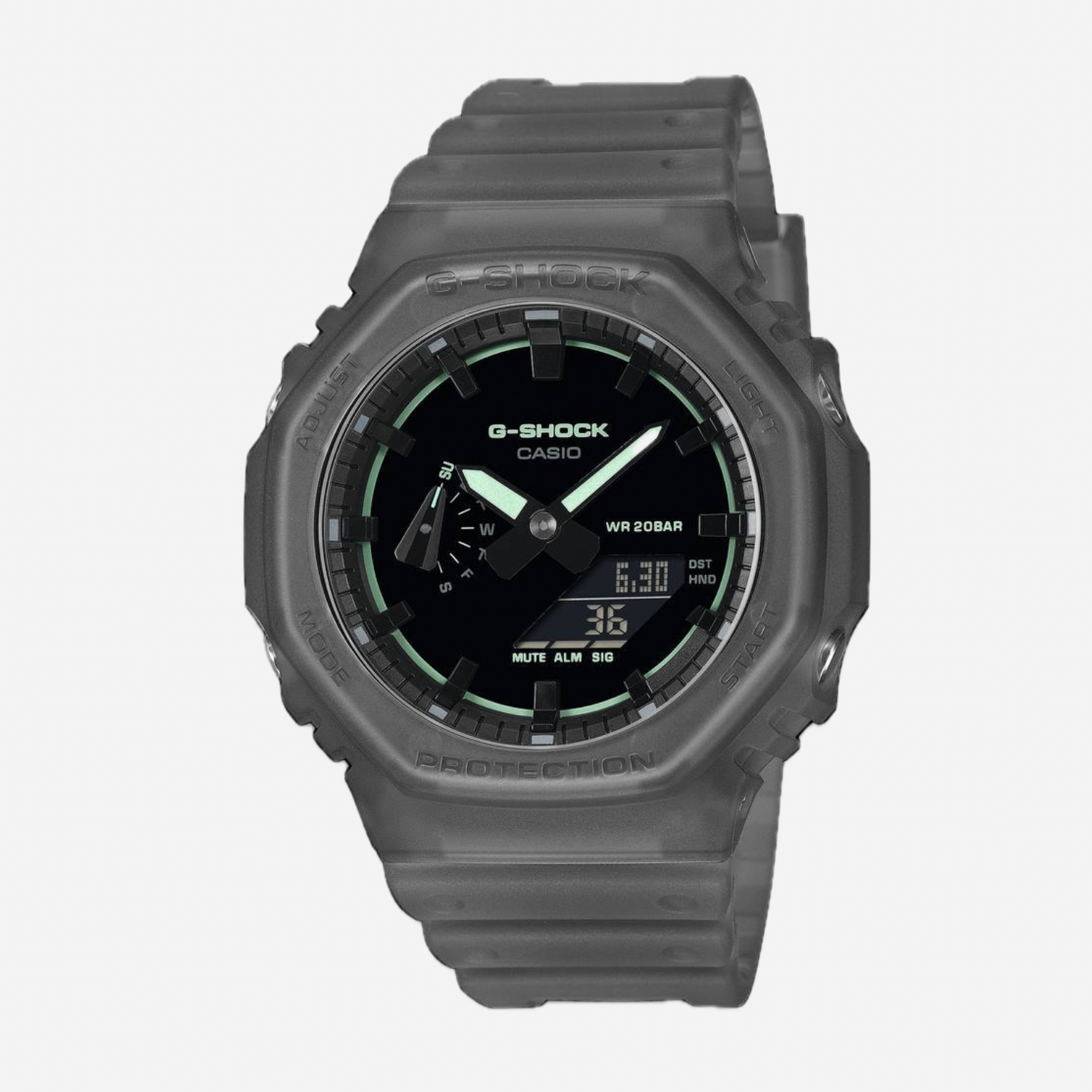 Gray Casio G-Shock watch on a white background