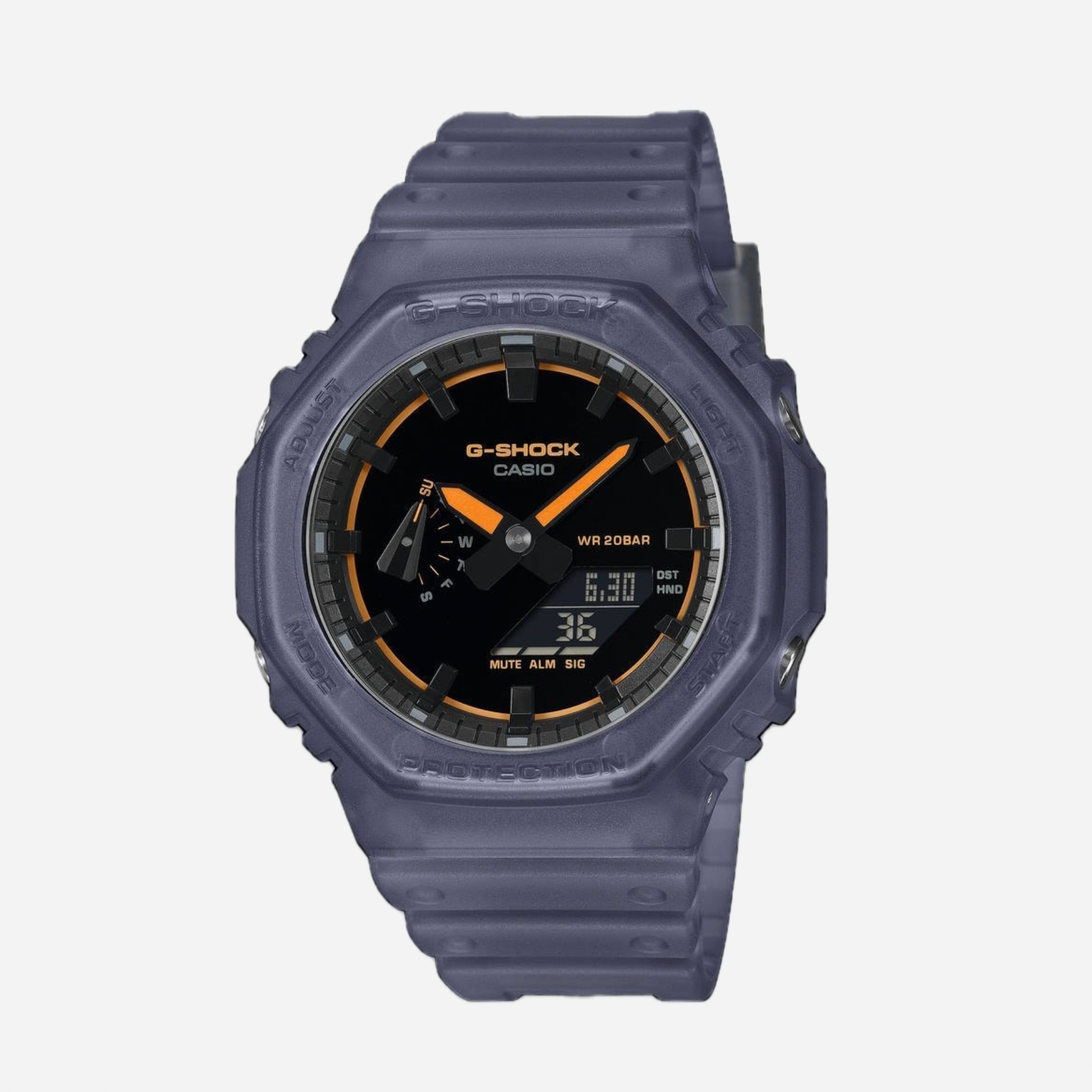 G-Shock Casio watch with a blue strap on a white background