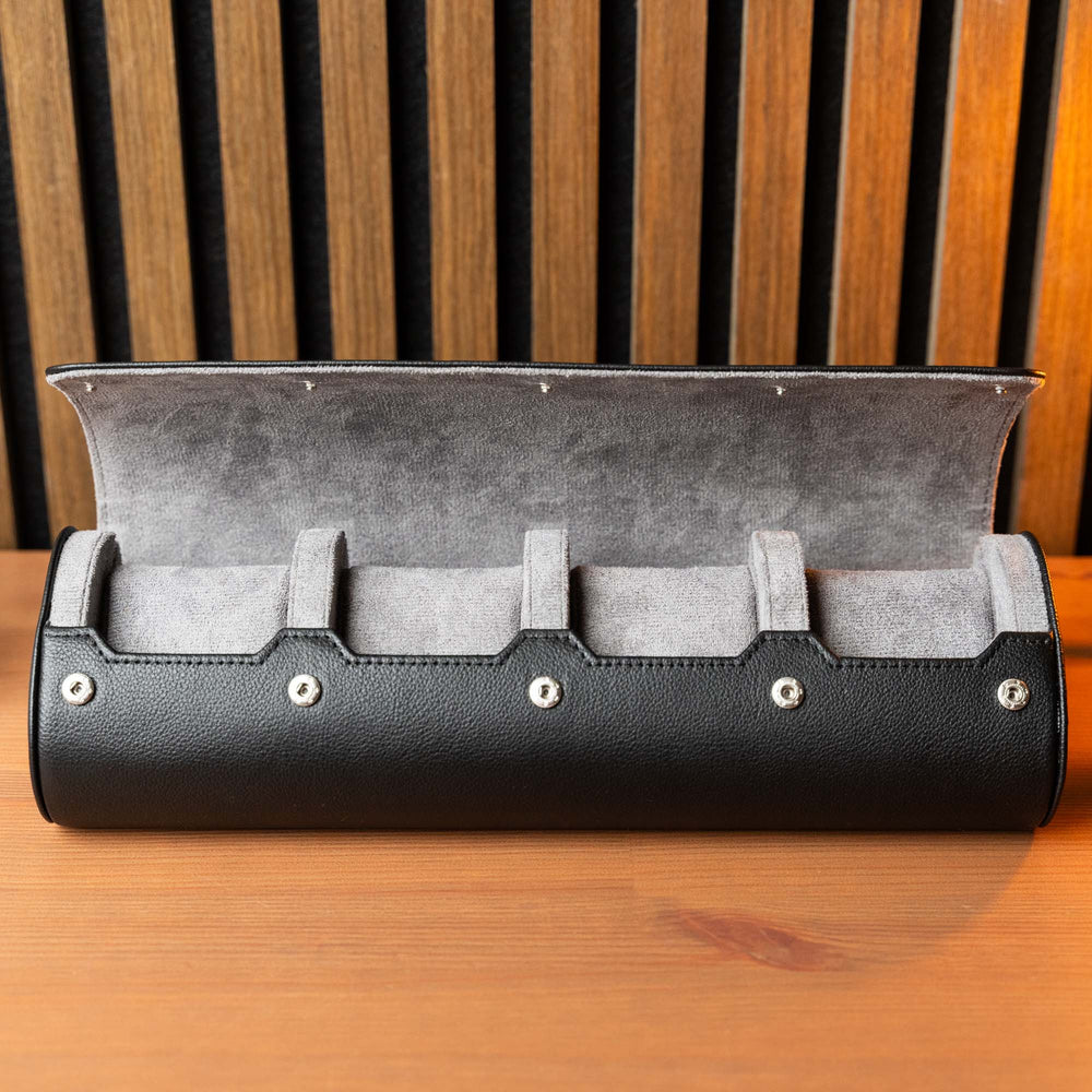 Personalisierte Reise-Uhrenrolle, extra groß – Schwarzgrau