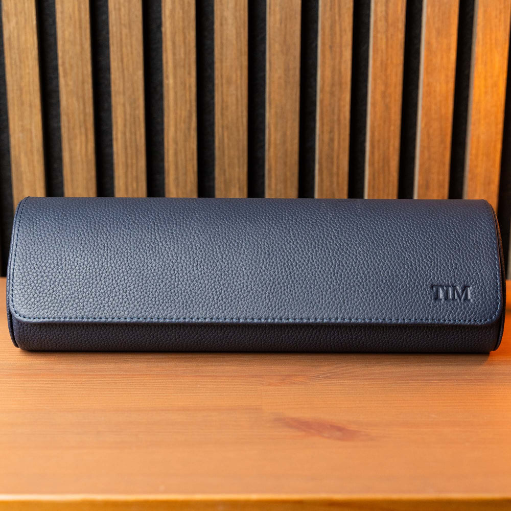 Personalisierte Reise-Uhrenrolle, extra groß – Marineblau