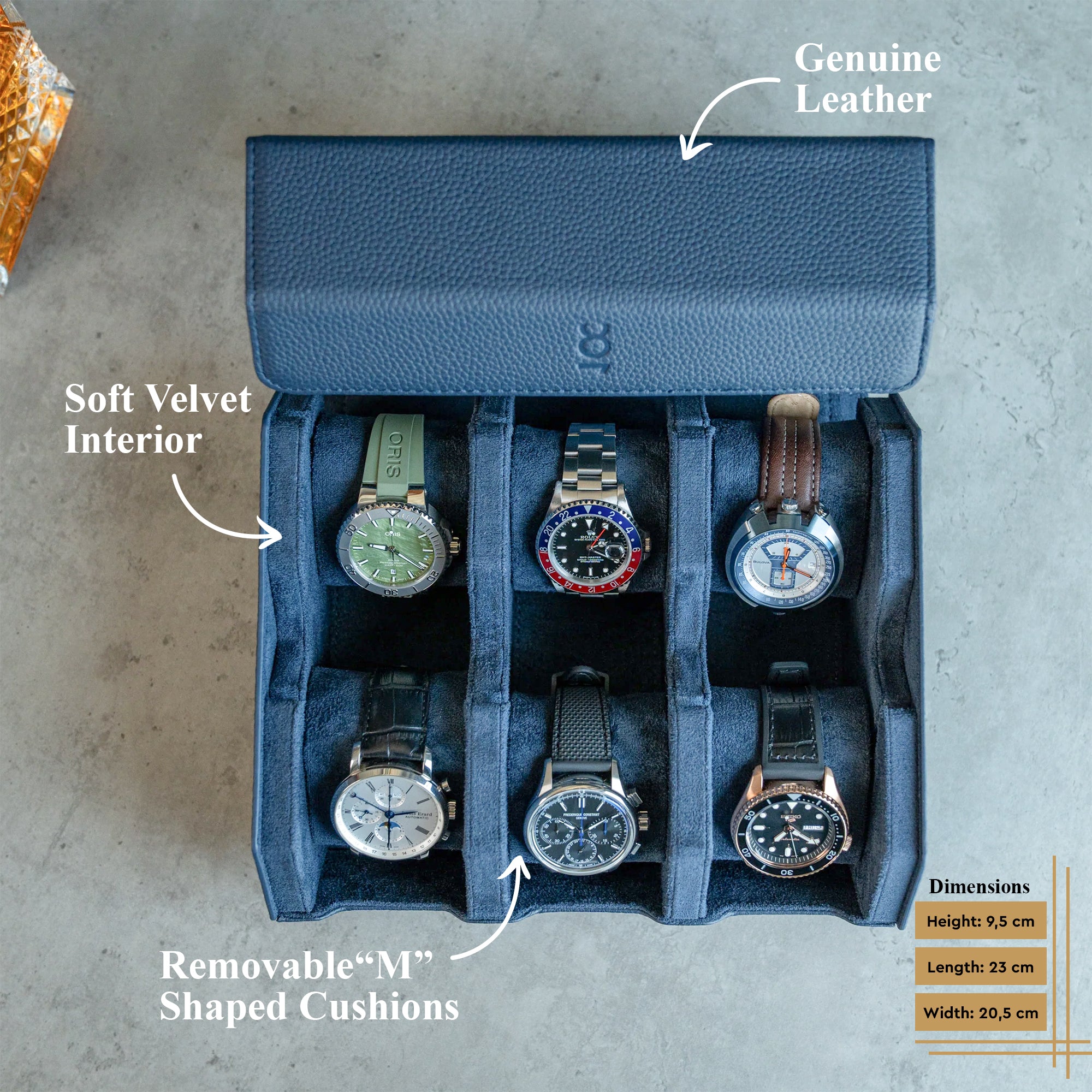 Sechseckige Uhrenbox mit Fächern in Marineblau €179 Free