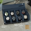 Personalized Hexagon Navy Blue 8 Slot Watch Box
