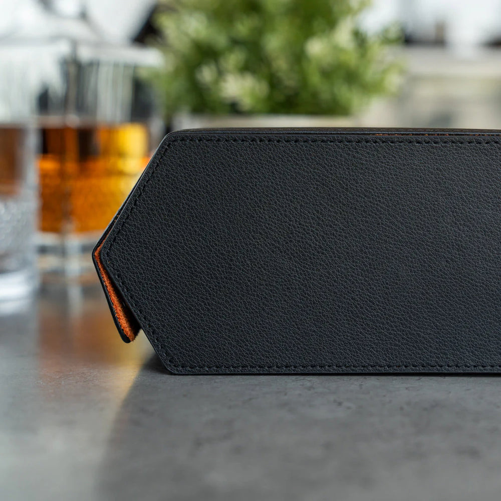 Personalized Hexagon Black Orange 8 Slot Watch Box