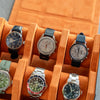Personalized Hexagon Black Orange 6 Slot Watch Box