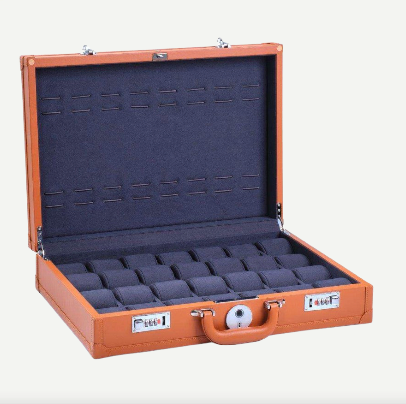 Leanschi Suitcase Uhrenbox 28 Uhren - Blau Orange