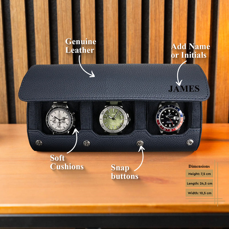 Details about watch roll in navy blue 