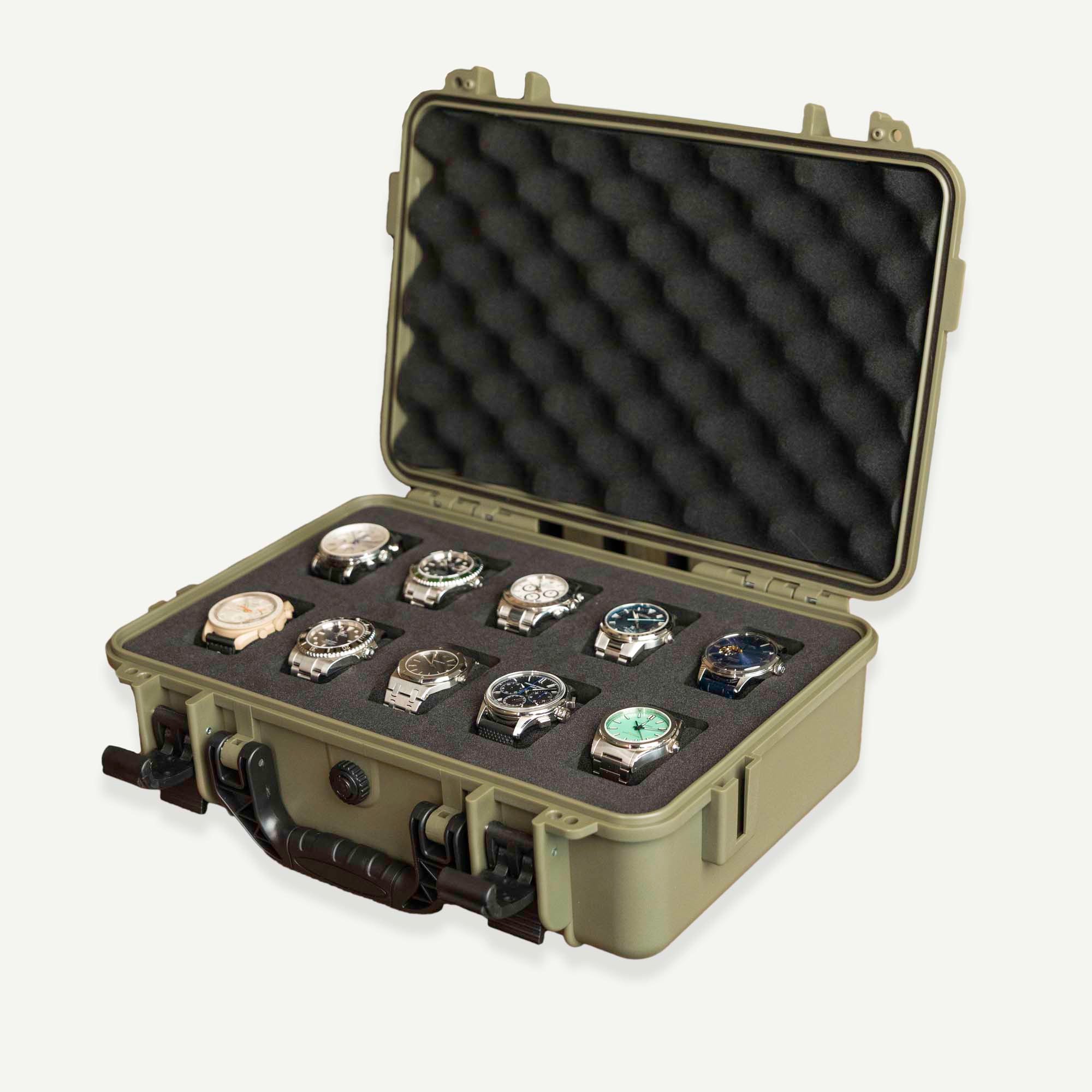 Olive Green 10 Slot Watch Box