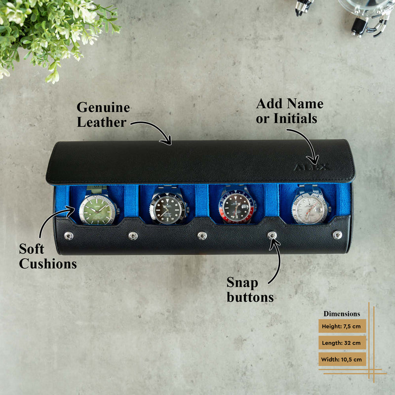 Personalisierbare Reise-Uhrenrolle Extra Large - Schwarz Blau
