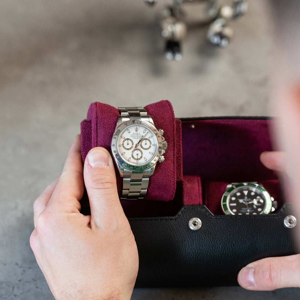 Black Cherry Personalized 2 Slot Watch Roll