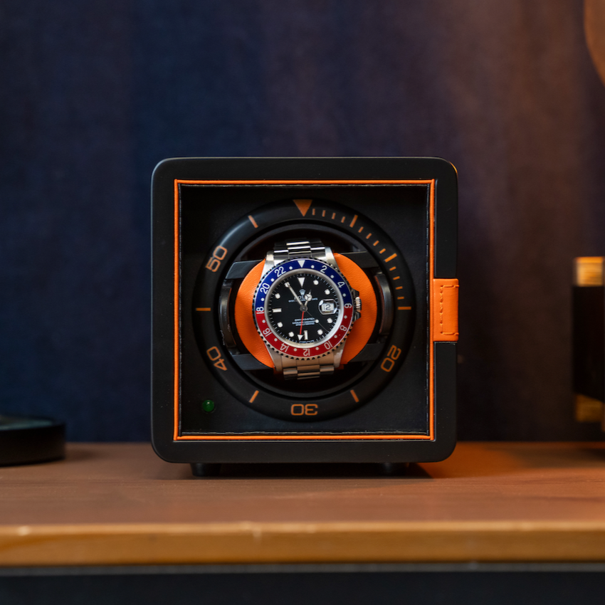 Leanschi Single Watch Winder - Black Orange