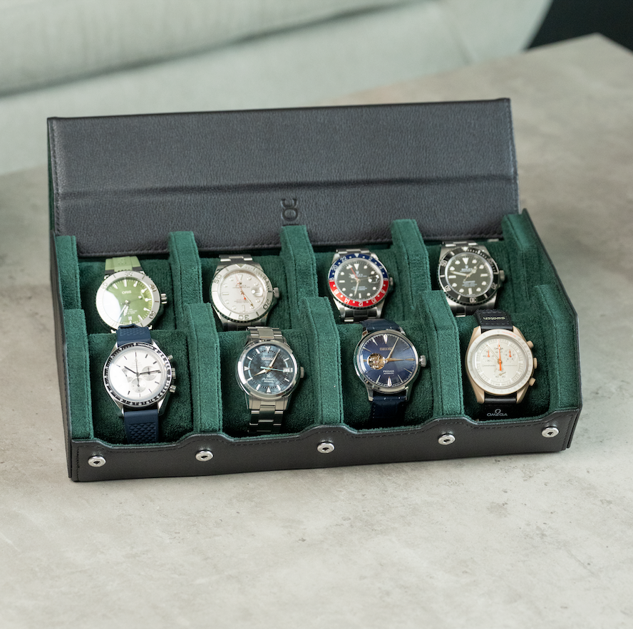 Hexagon Uhrenbox 8 Slot - Schwarz Grün