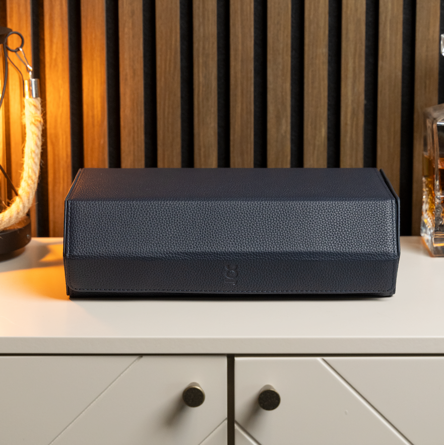 Hexagon Navy Blue 8 Slot Watch Box