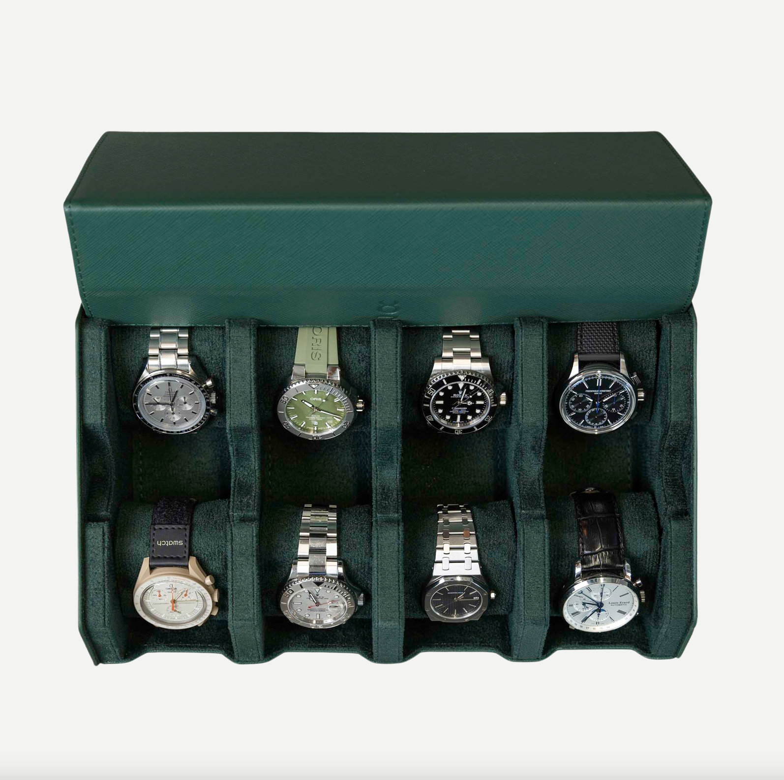 Hexagon Green Saffiano 8 Slot Watch Box