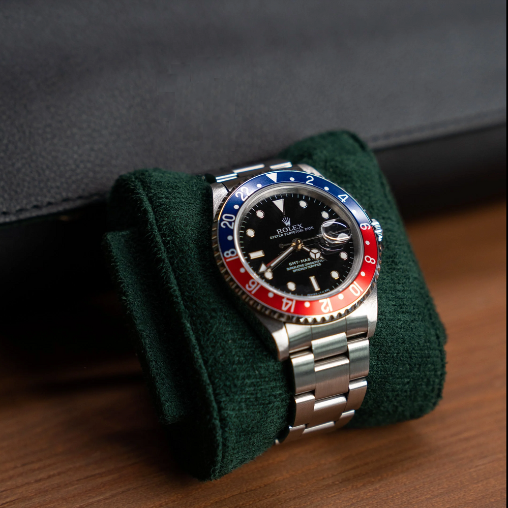 Personalized Travel Watch Roll Extra Large - Black Green