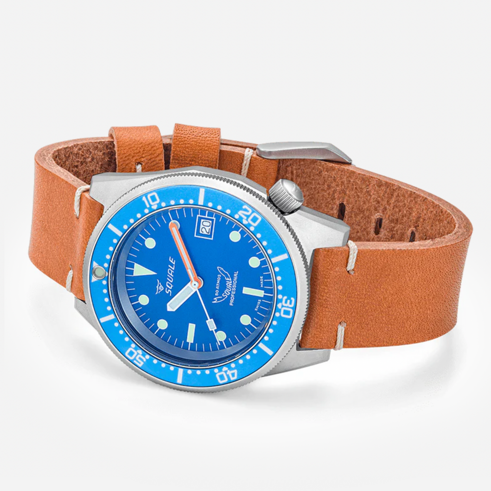 Squale 1521 Blau gestrahltes Leder