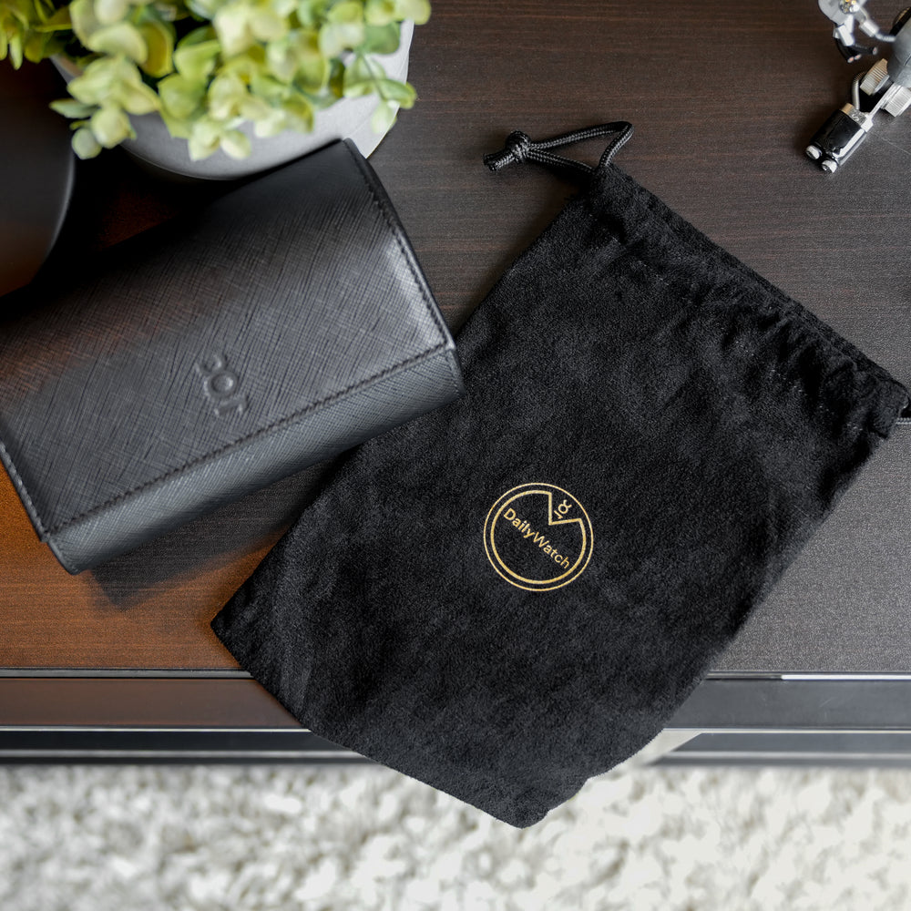 Uhrenrolle für 2 Uhren - Komplett schwarzes Saffiano