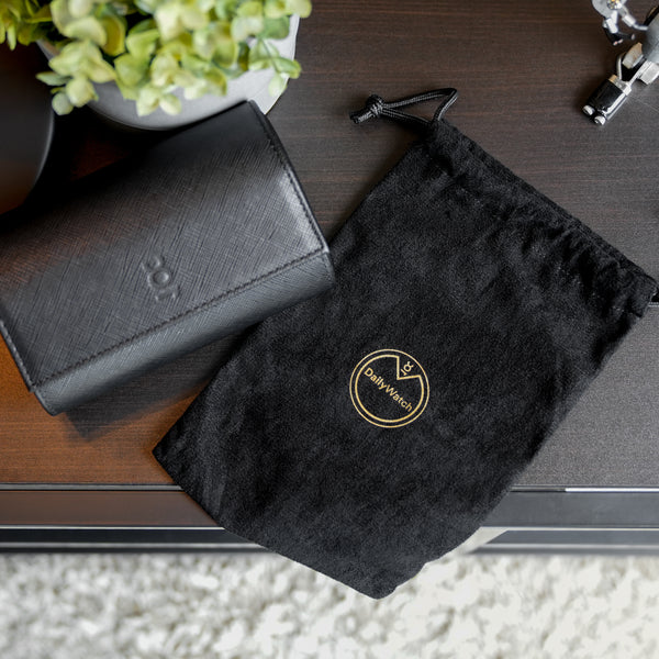 Uhrenrolle für 2 Uhren - Komplett schwarzes Saffiano