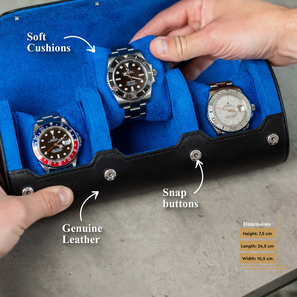 Große Uhrenrolle für die Reise - Schwarz Blau