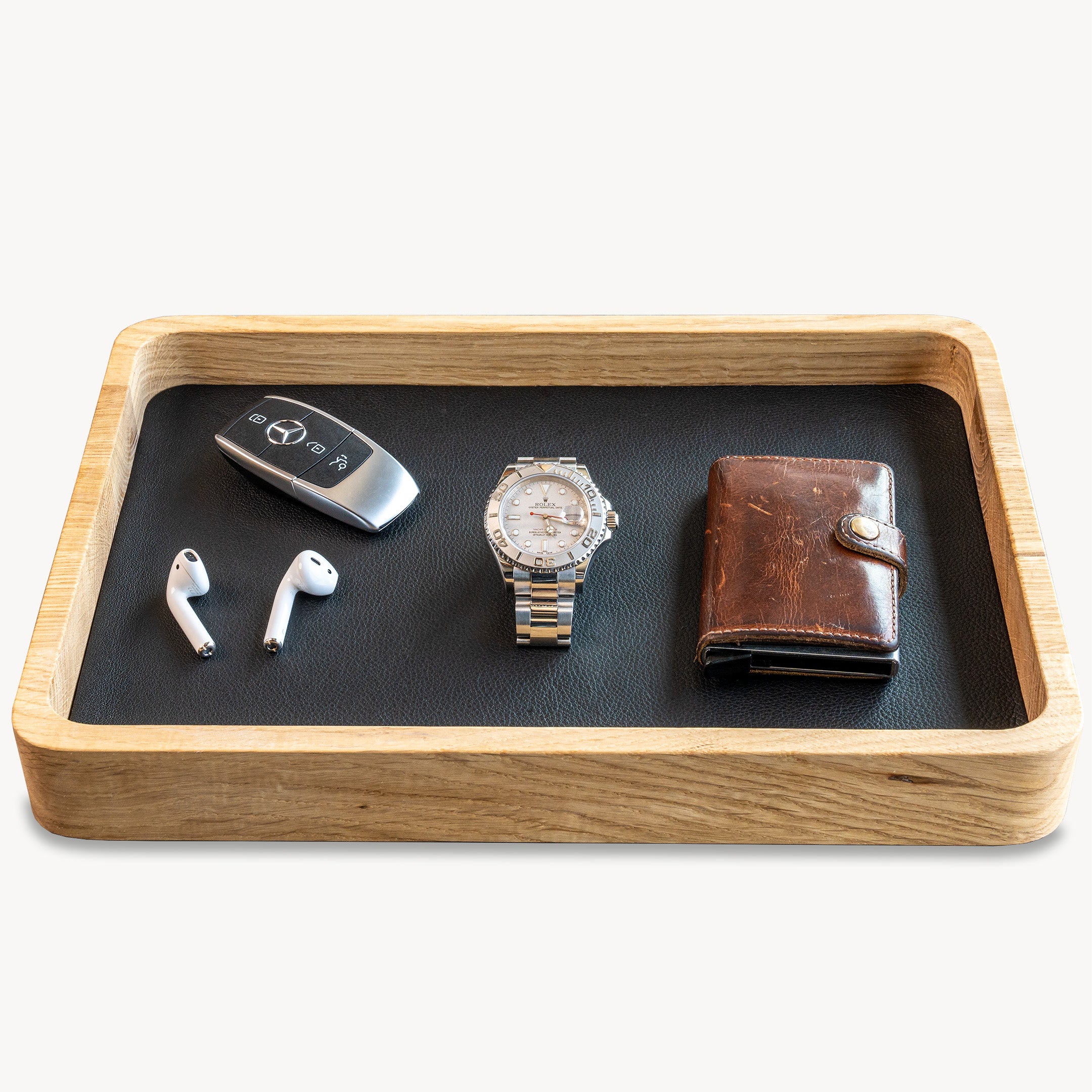 watch tray in natural oak