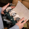 Watch Roll for three watches Dark Green Litchi