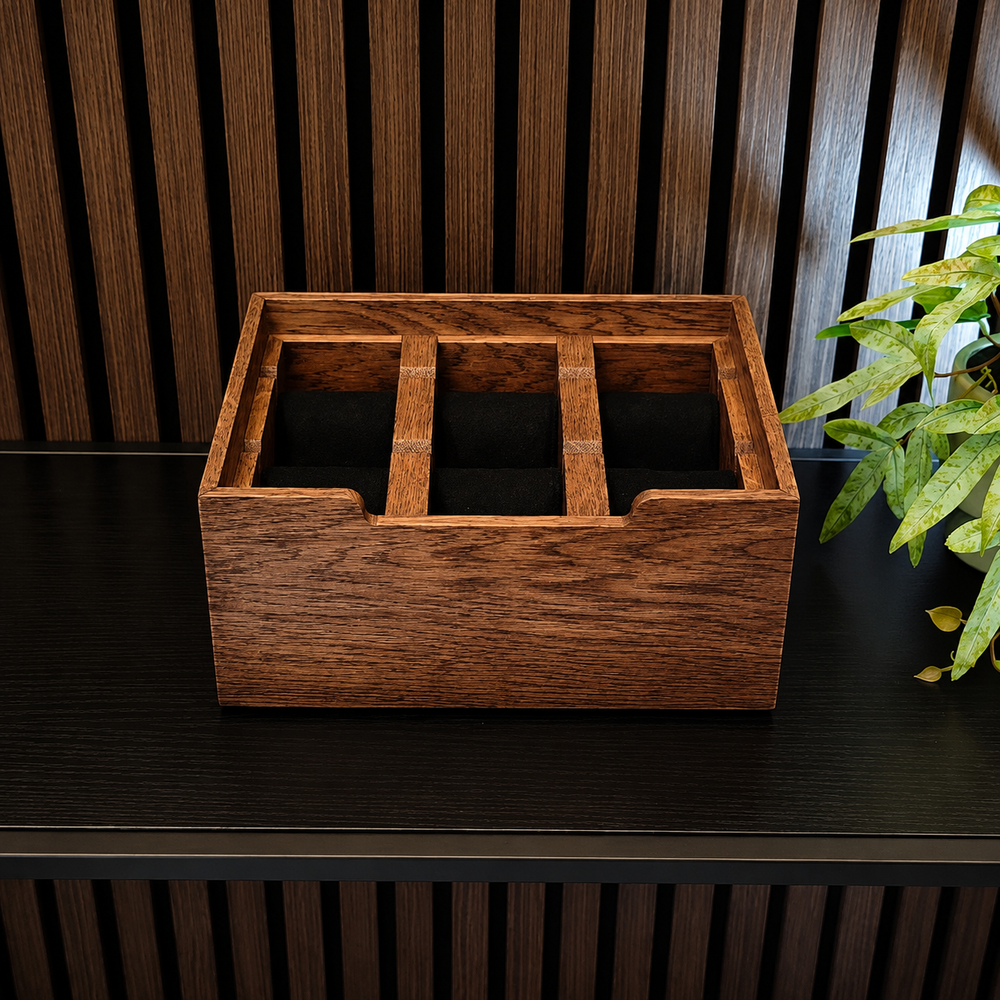 Morelund 6 Slot Wood Watch Box Dark Oak Black