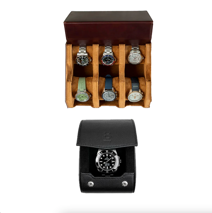 Make your own set (6 Slot Watchbox + Single Watch Roll)