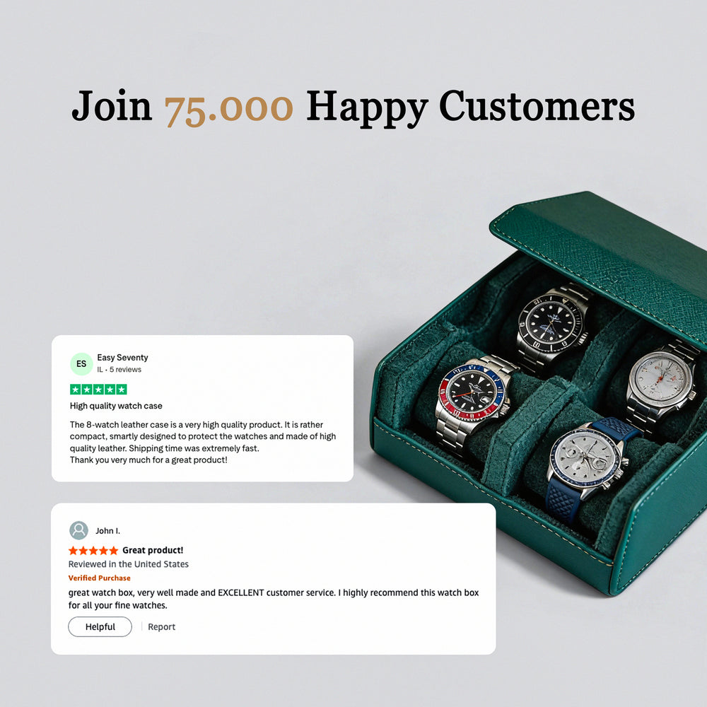 Hexagon Green Saffiano 4 Slot Watch Box