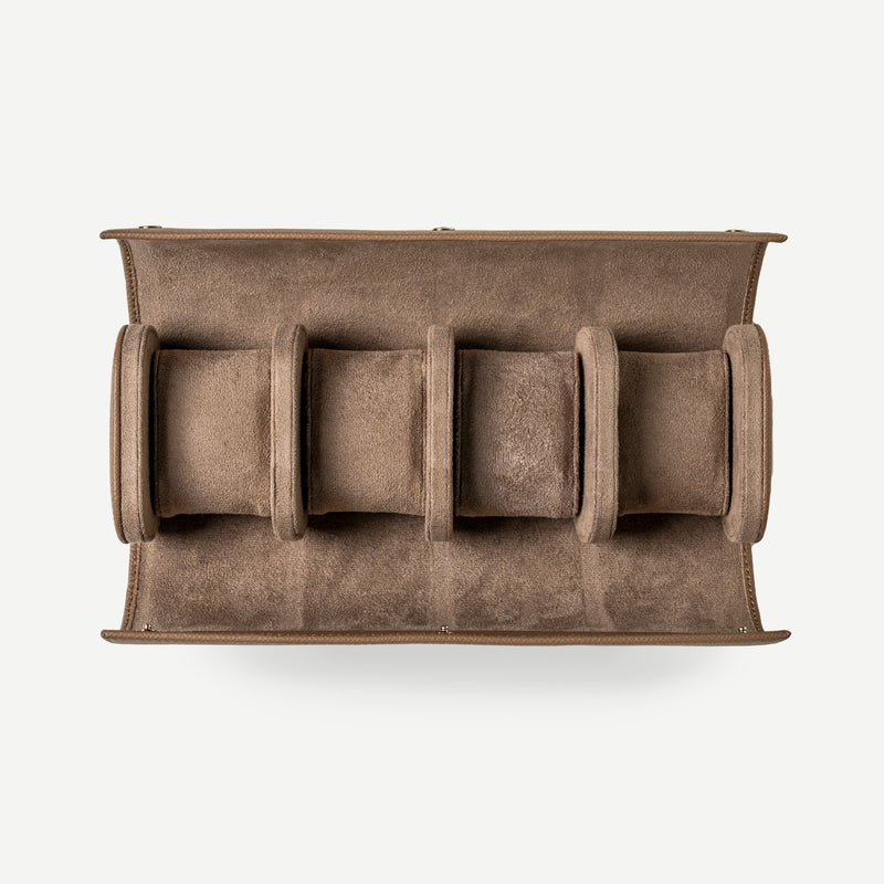 beige watch roll for four watches