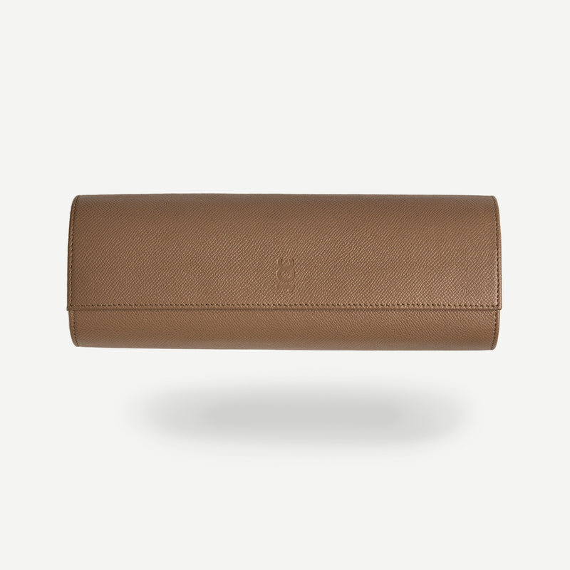 Nevada Desert 4 Slot Watch Roll, Alcantara lined, italian leather, handmade in italy, watch roll, travelroll for watches, travel safely with watches, watch collection storage