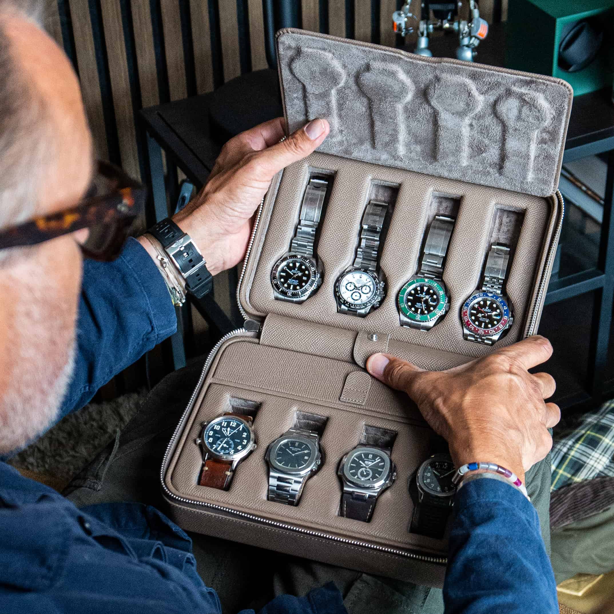 Beige watch box