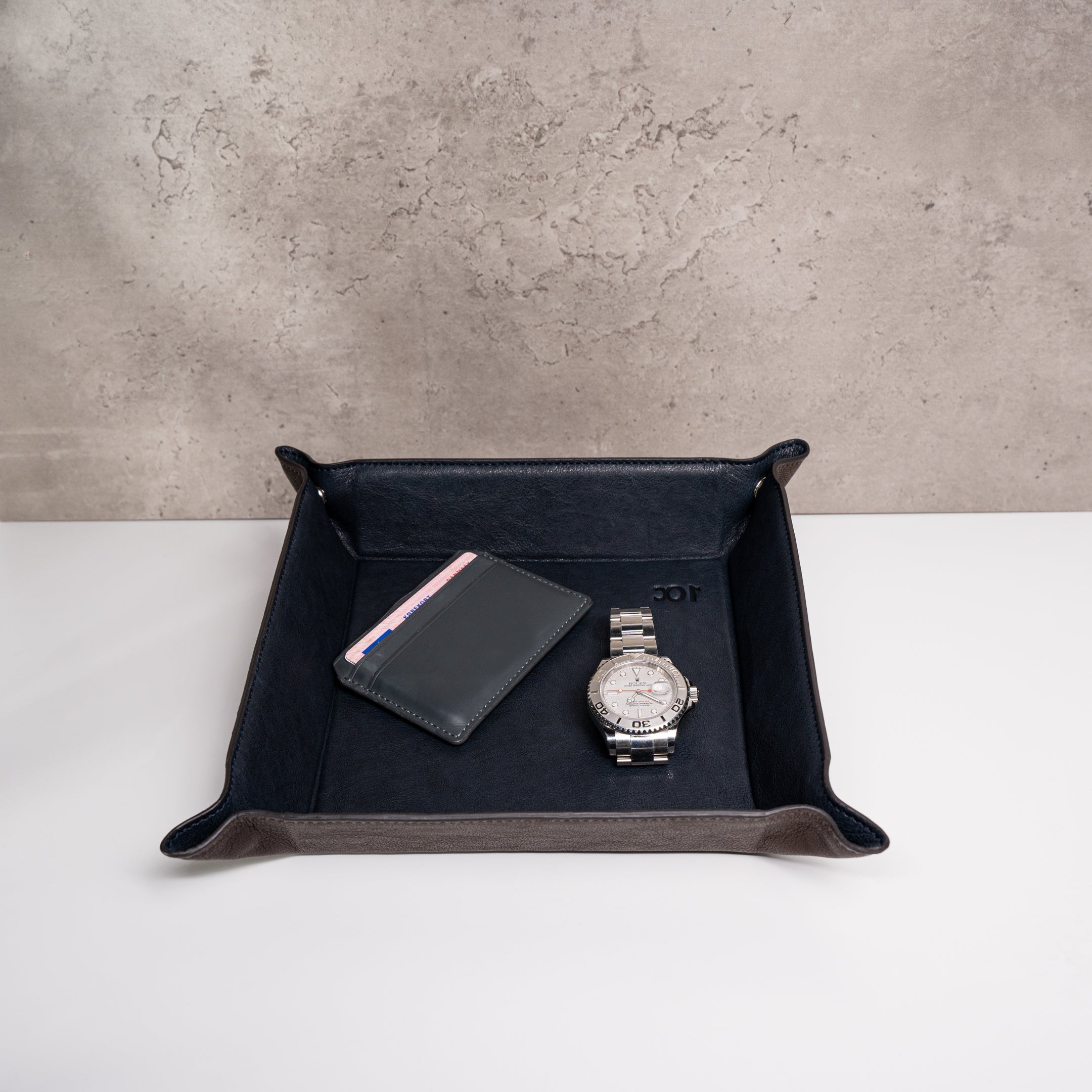 Watch Tray - Dark Brown Navy