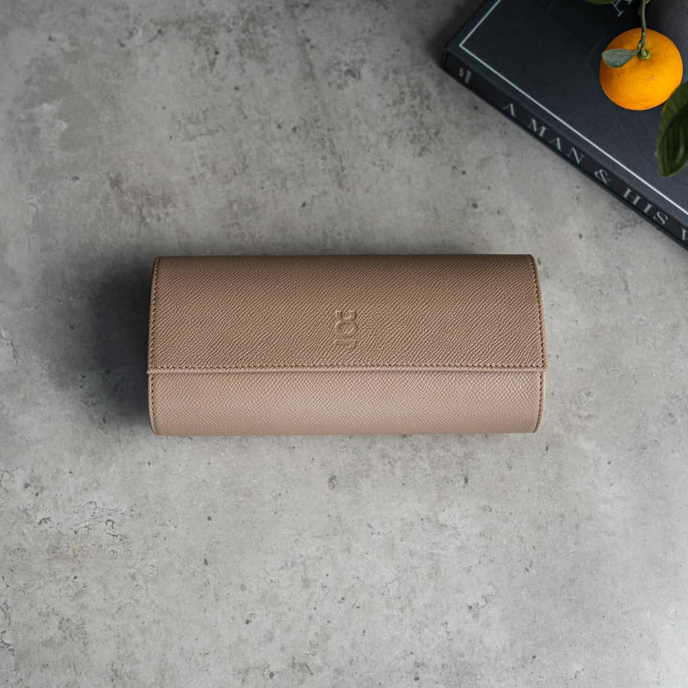 Nevada Desert 3 Slot Watch Roll, Alcantara lined, italian leather, handmade in italy, watch roll, travelroll for watches, travel safely with watches