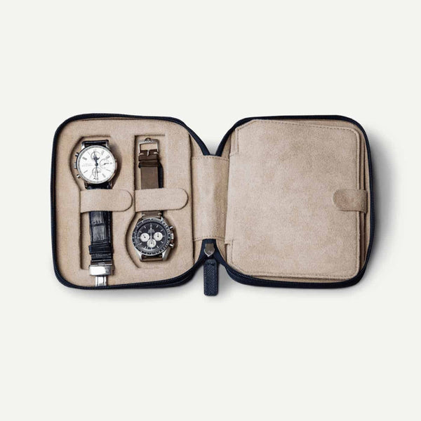 Watch Case For 4 Watches &#8211; navy blue