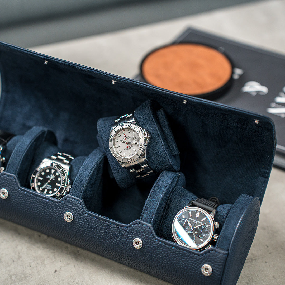 Watch Roll for four watches Navy Blue